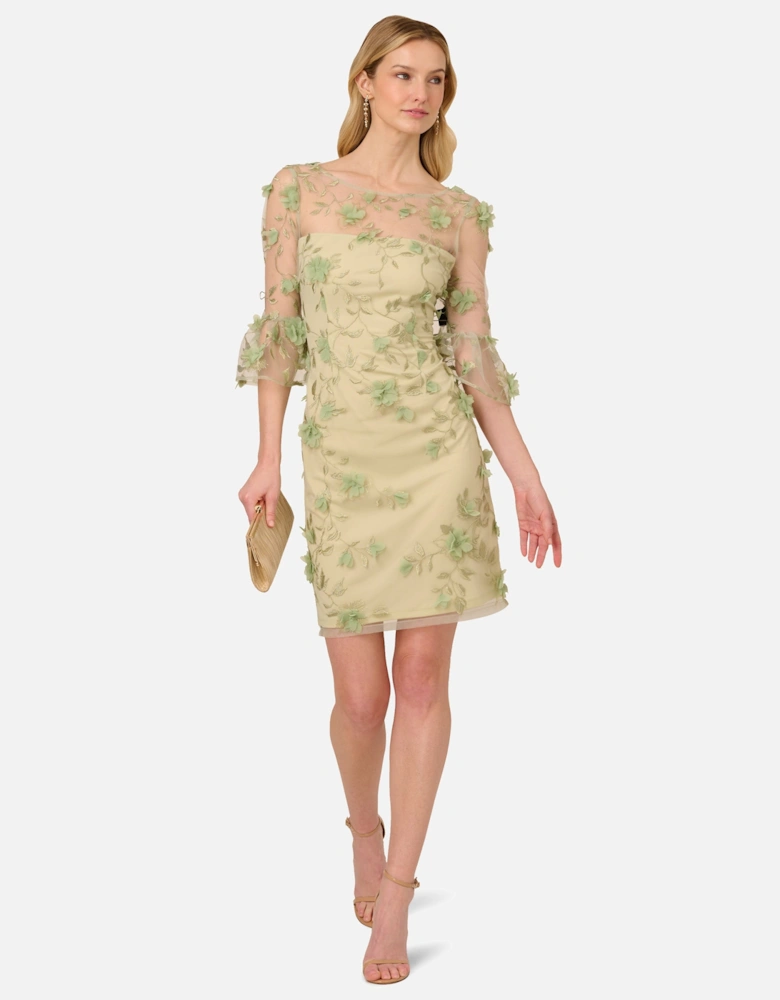 Floral Embroidery Sheath Dress