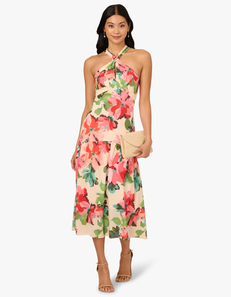 Halter Flounce Midi Dress