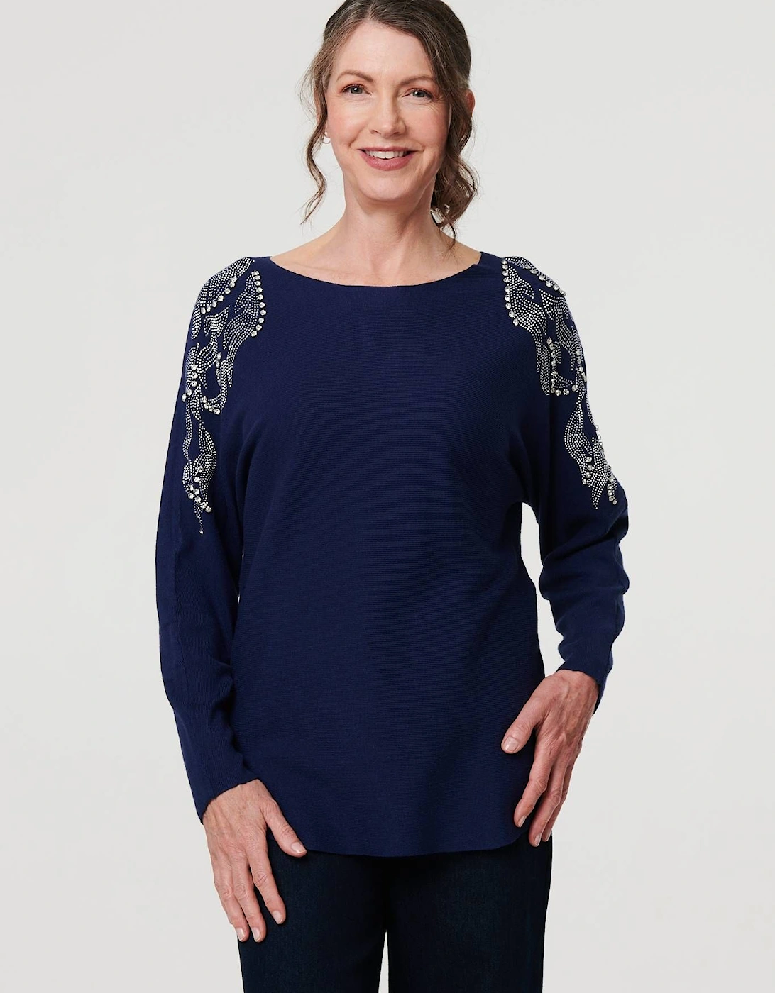 Sparkly Embellished Long Sleeve Knit Top, 2 of 1