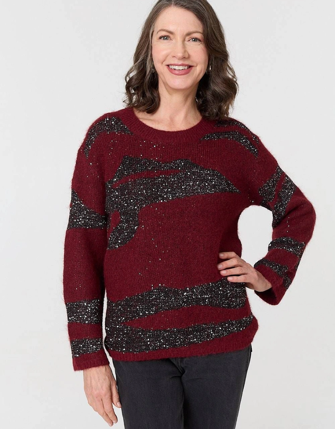 Metallic Sparkly Animal Print Jumper, 2 of 1