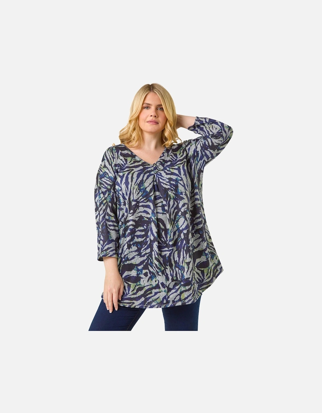 Curve Animal Print Pleat Front Top, 2 of 1