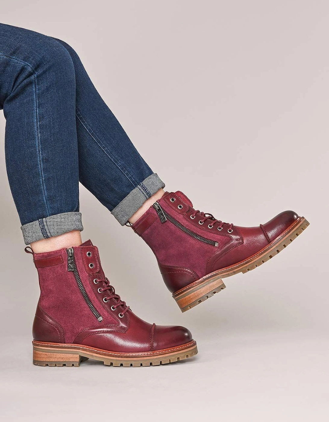 'Bardsey 2' Ladies Leather Biker Boots, 2 of 1