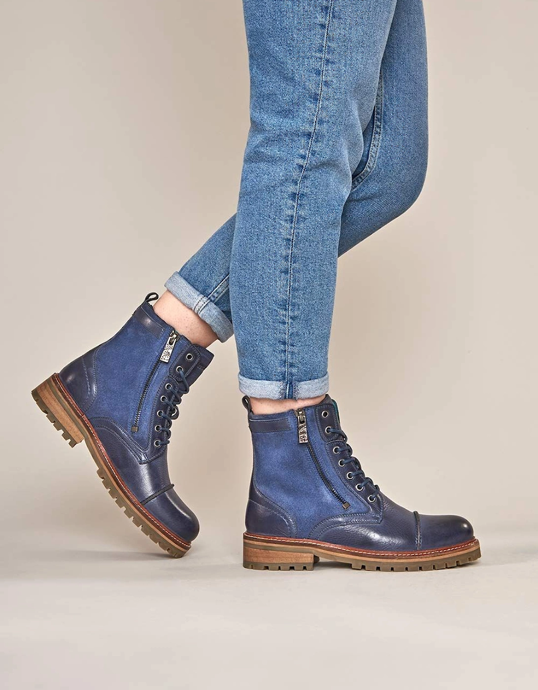 'Bardsey 2' Ladies Leather Biker Boots, 2 of 1