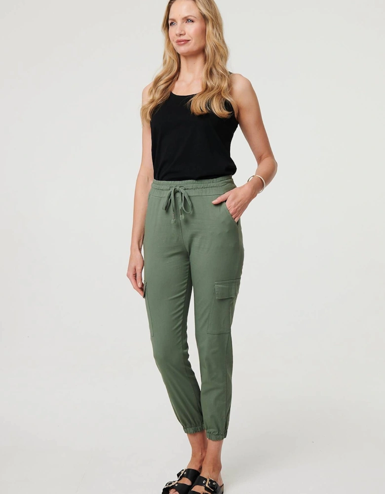 High Waist Slim Fit Cropped Cargo Pants