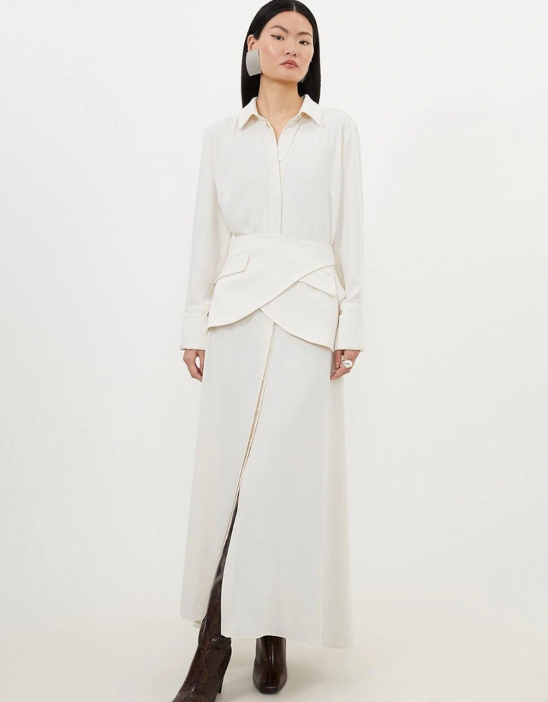 Soft Tailored Belted Maxi Shirt Dress