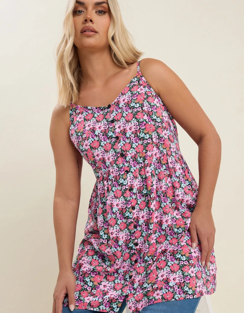 Floral Button Cami Vest Top