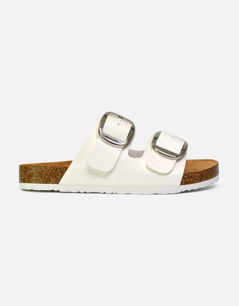 'Dolly' Slip On Slider Double Buckle Flat Sandals