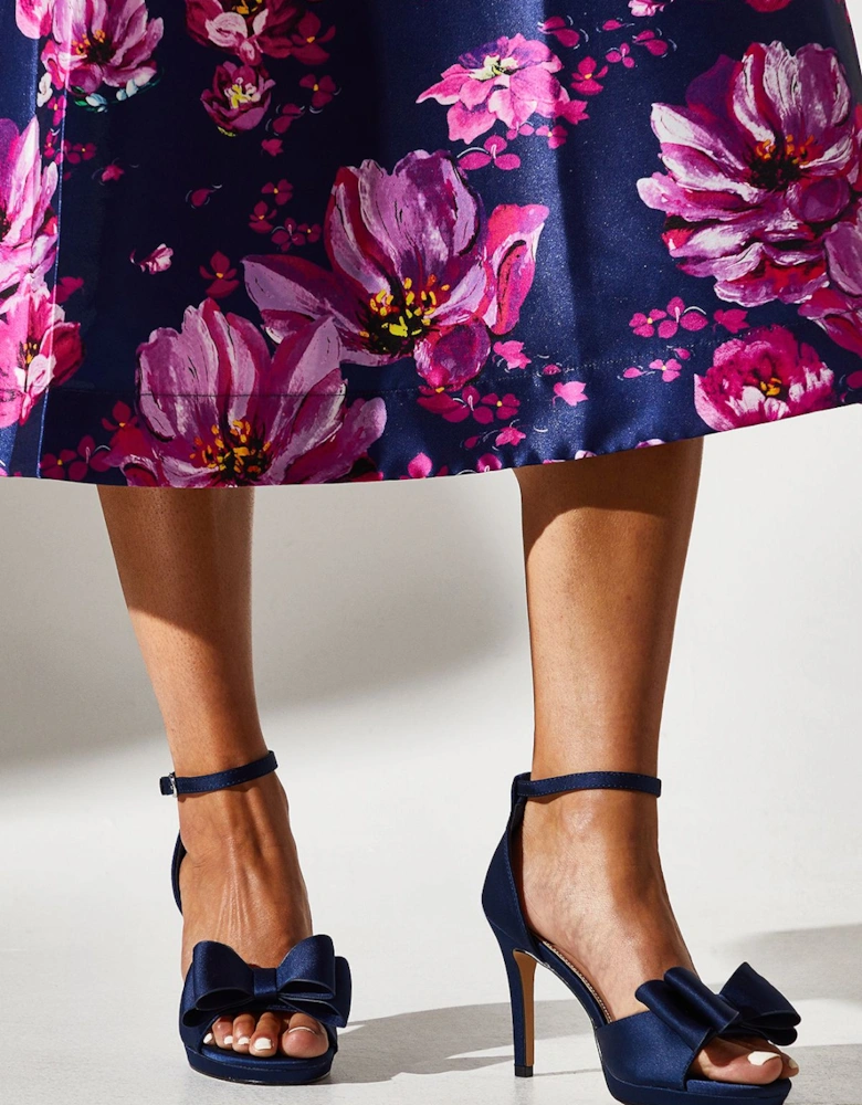 Tala Satin Structured Bow High Heel Platform Sandals
