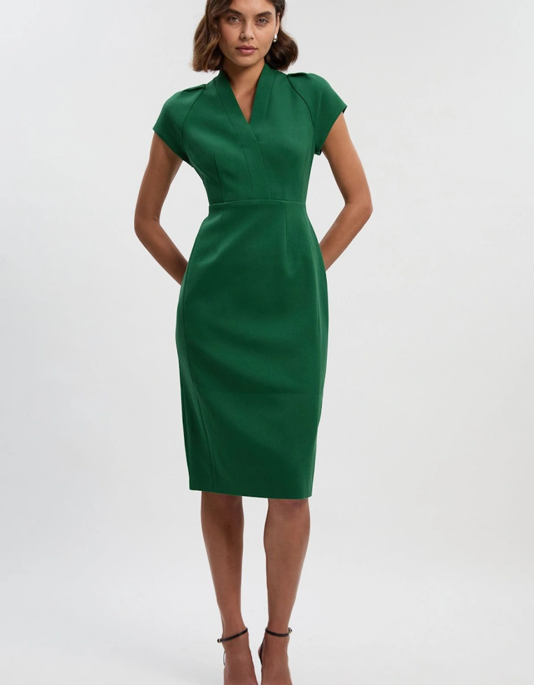 Structured Crepe Forever Pencil Midi Dress