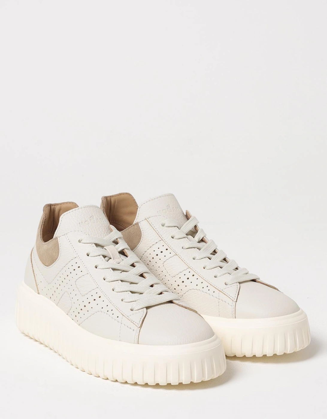Comfortable Lace-Up Sneakers with Leather Upper and Rubber Sole