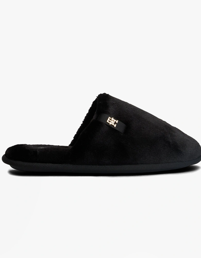 TH FAUX FUR HOUSE SH Womens Slippers Black