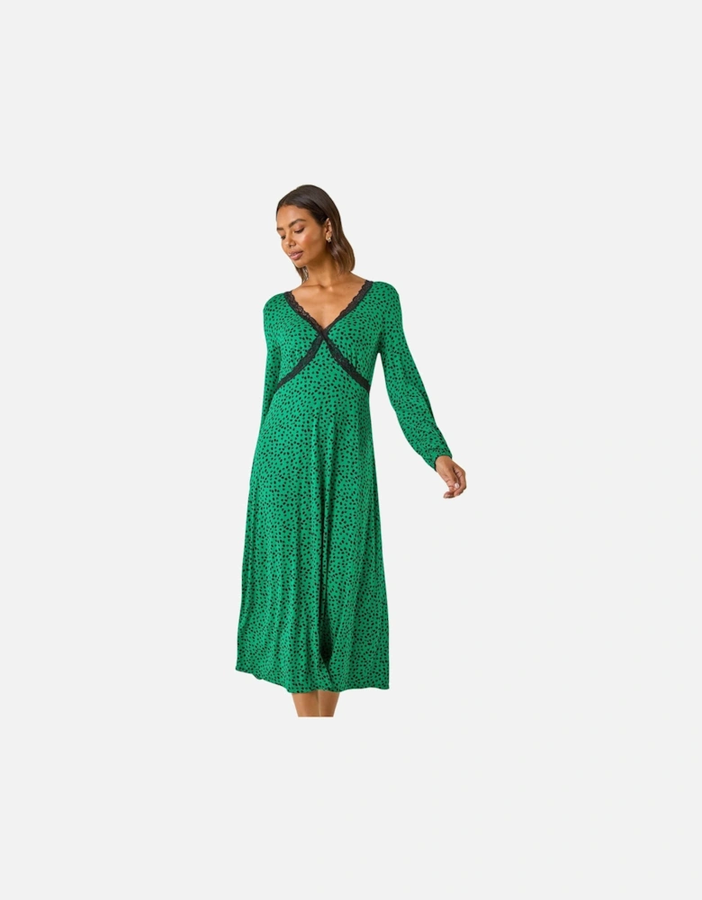 Lace Front Midi Dress