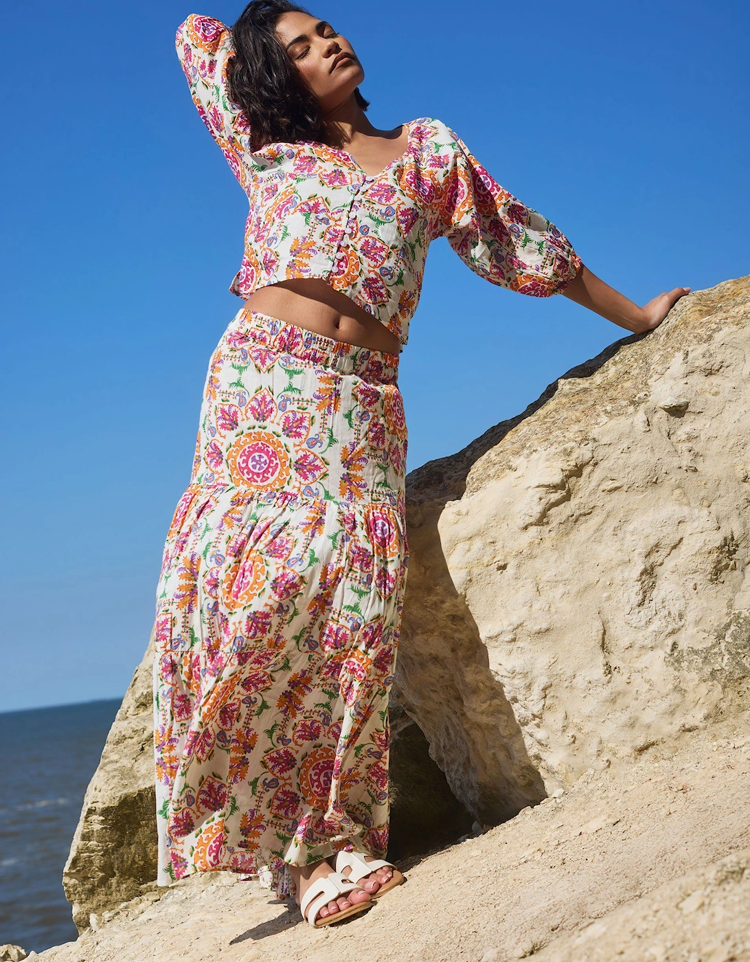 Petite Abstract Tiered Maxi Skirt, 2 of 1