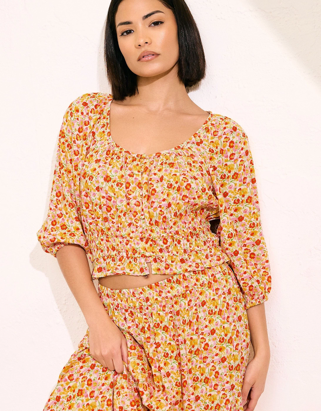 Petite Floral Puff Sleeve Top, 2 of 1