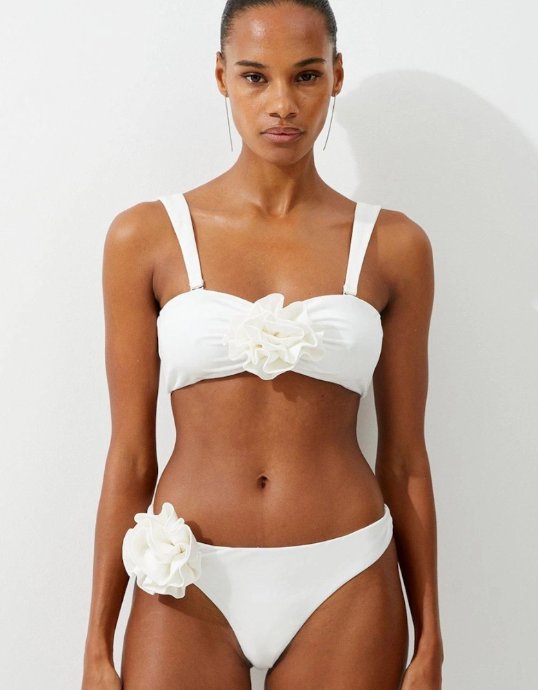 Rosette Detail Bandeau Bikini Top