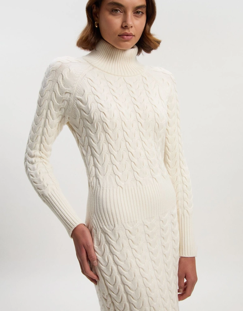 Petite Cable Knit Funnel Neck Maxi Dress