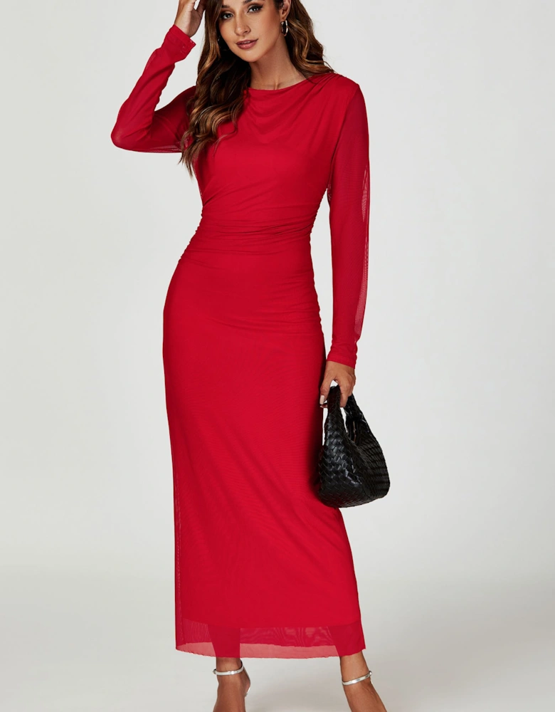 Long Sleeves Mesh Maxi Dress