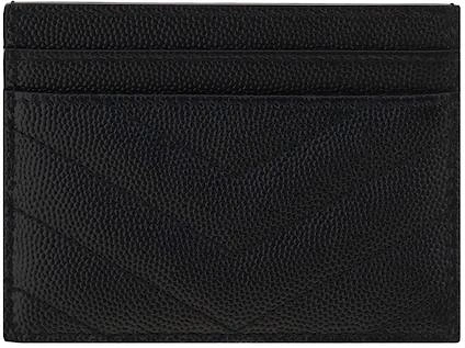 Quilted Matelasse Leather Card Holder with Iconic YSL Logo