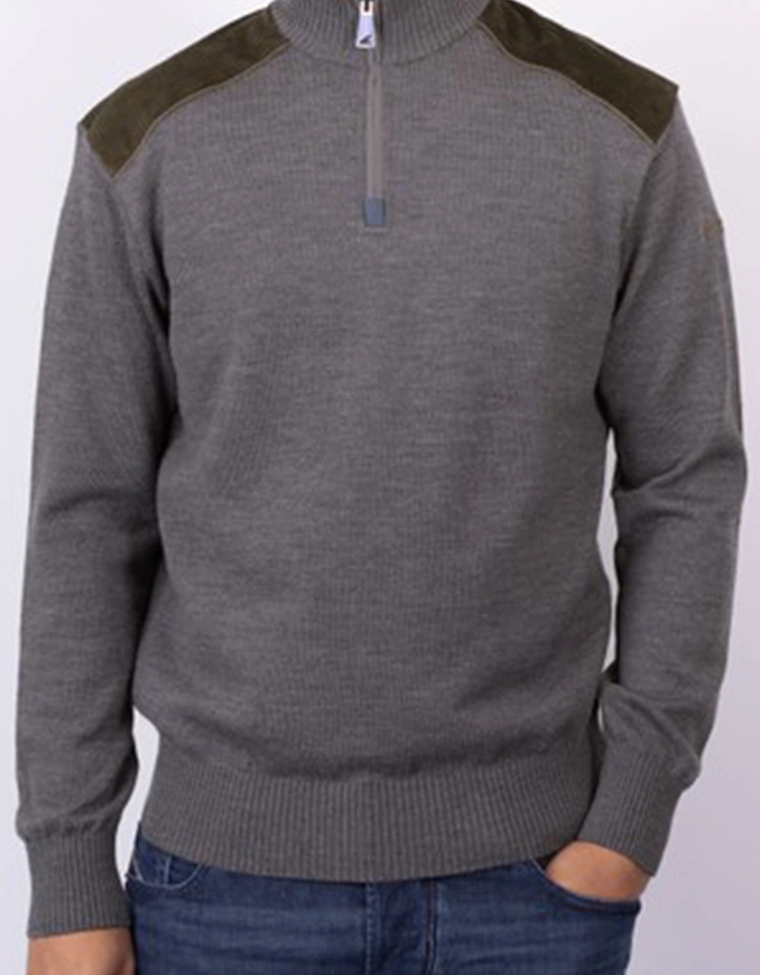 Paul & Shark Unisex Grey Moon Badge Velvet Soft Cool Touch Wool Half-Zip - Size Xxl