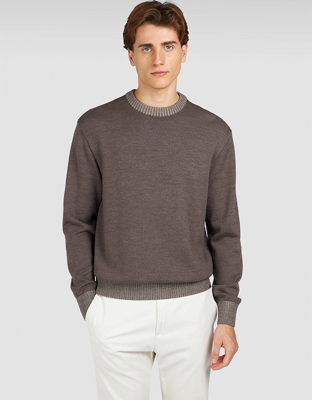 Soft Cool Touch Wool Crewneck Sweater with Moon Badge, 2 of 1