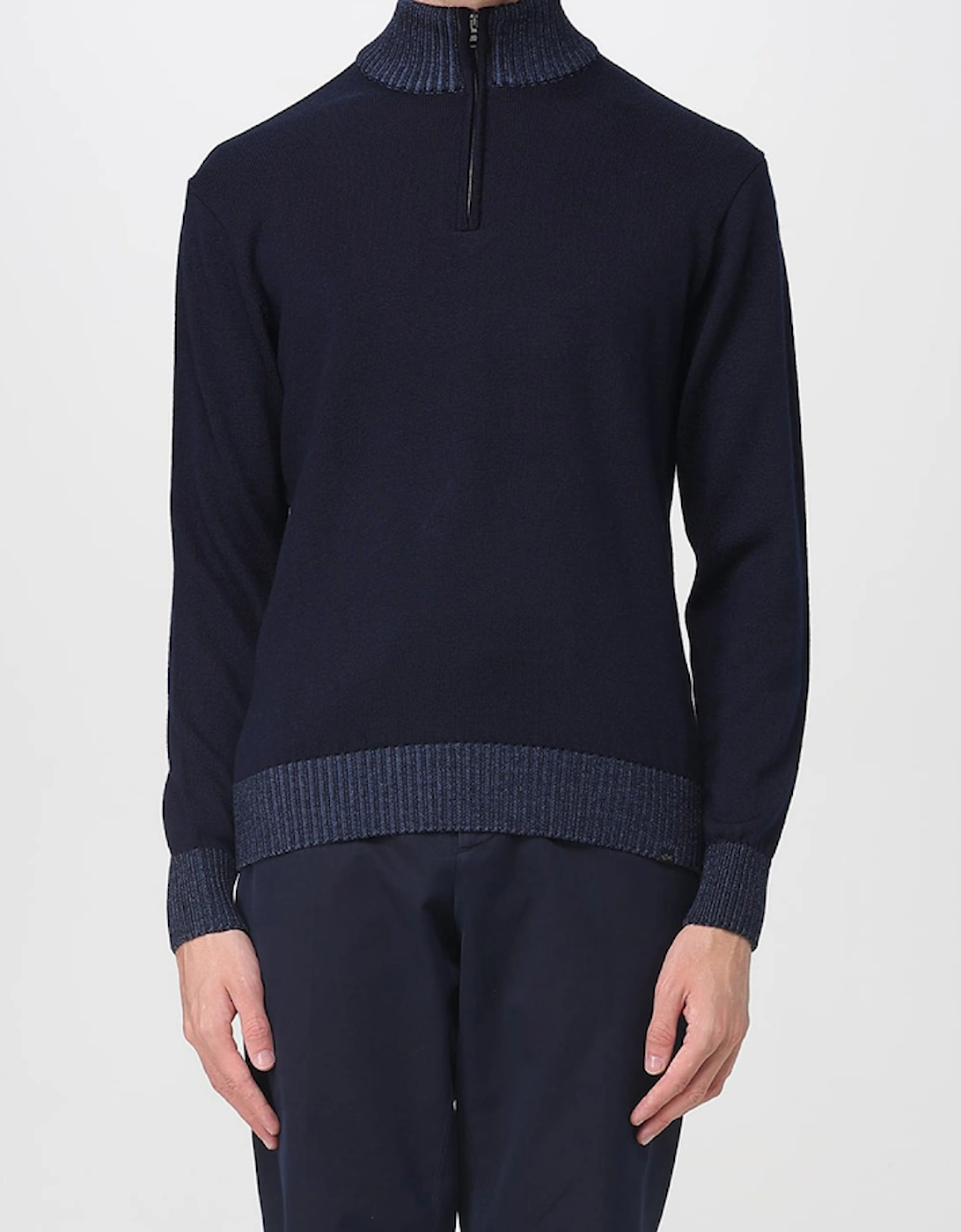 Men's Paul & Shark Soft Cool Touch Wool Half-Zip Sweater - Black - Size: 44