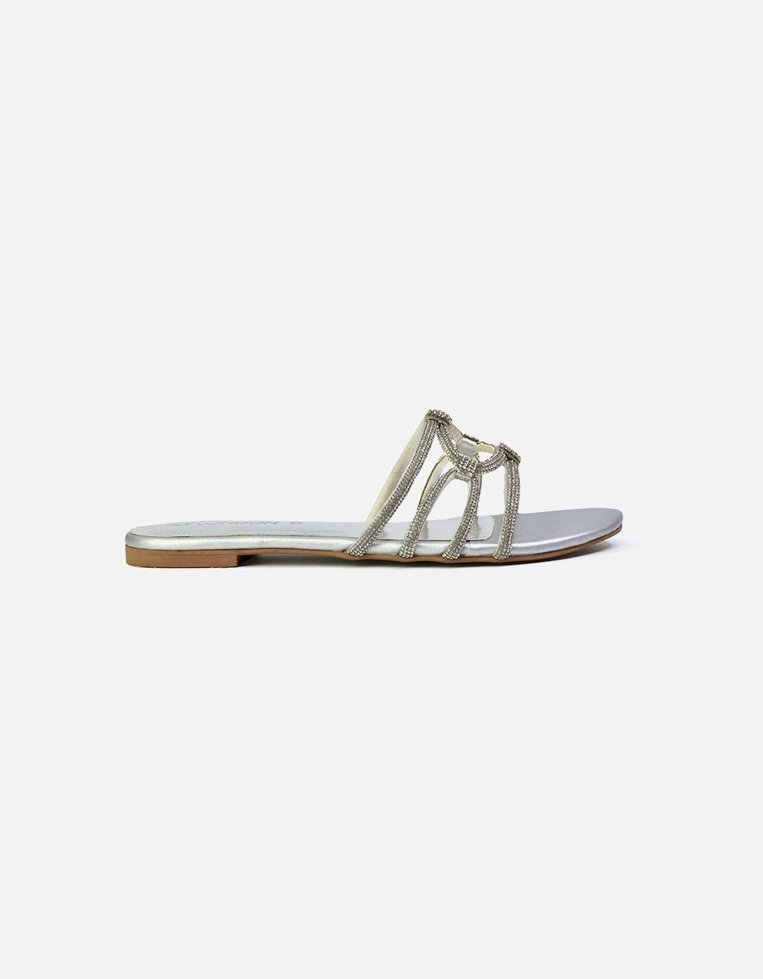 'Tiger' Flat Diamante Sandal Statement Sparkly Sliders, 2 of 1