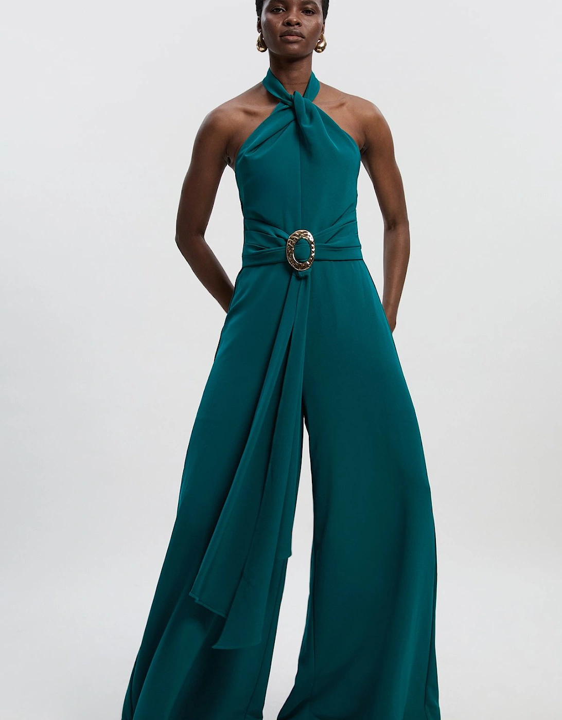 Petite Soft Tailored Trim Detail Wide Leg Jumpsuit, 2 of 1