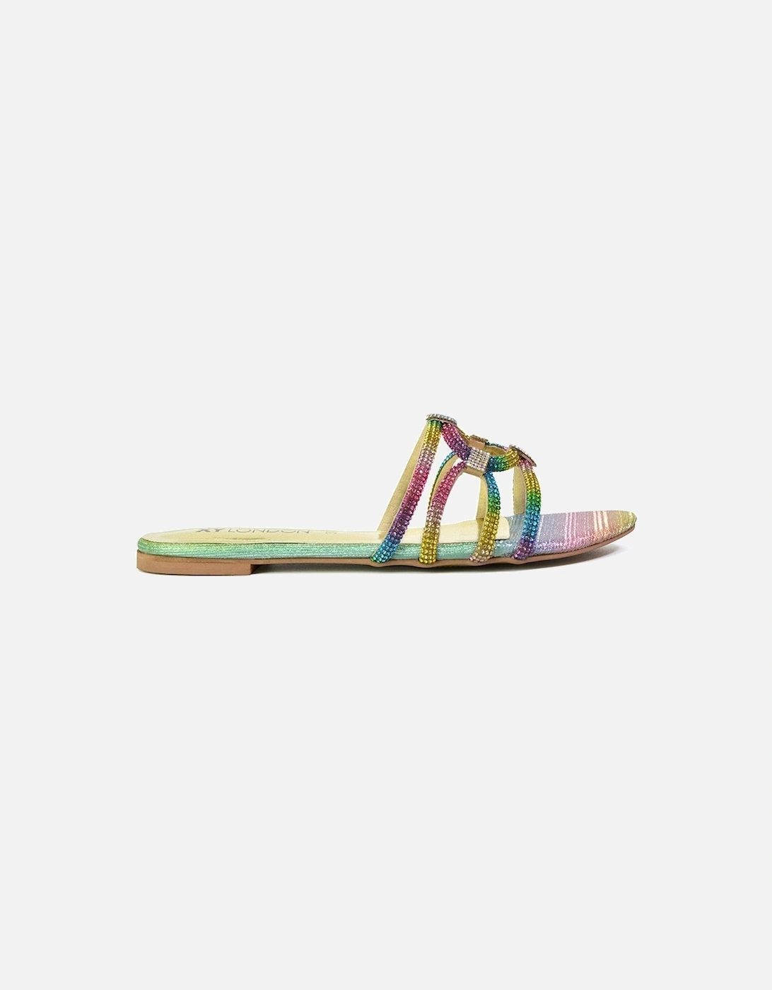 'Tiger' Flat Diamante Sandal Statement Sparkly Sliders, 2 of 1