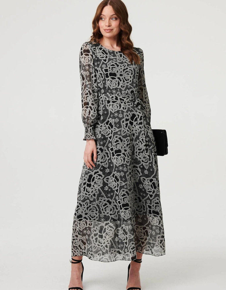 Printed Semi Sheer Layer Maxi Dress