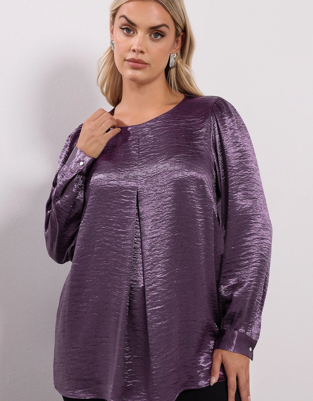 Crushed Satin Pleat Front Blouse, 2 of 1