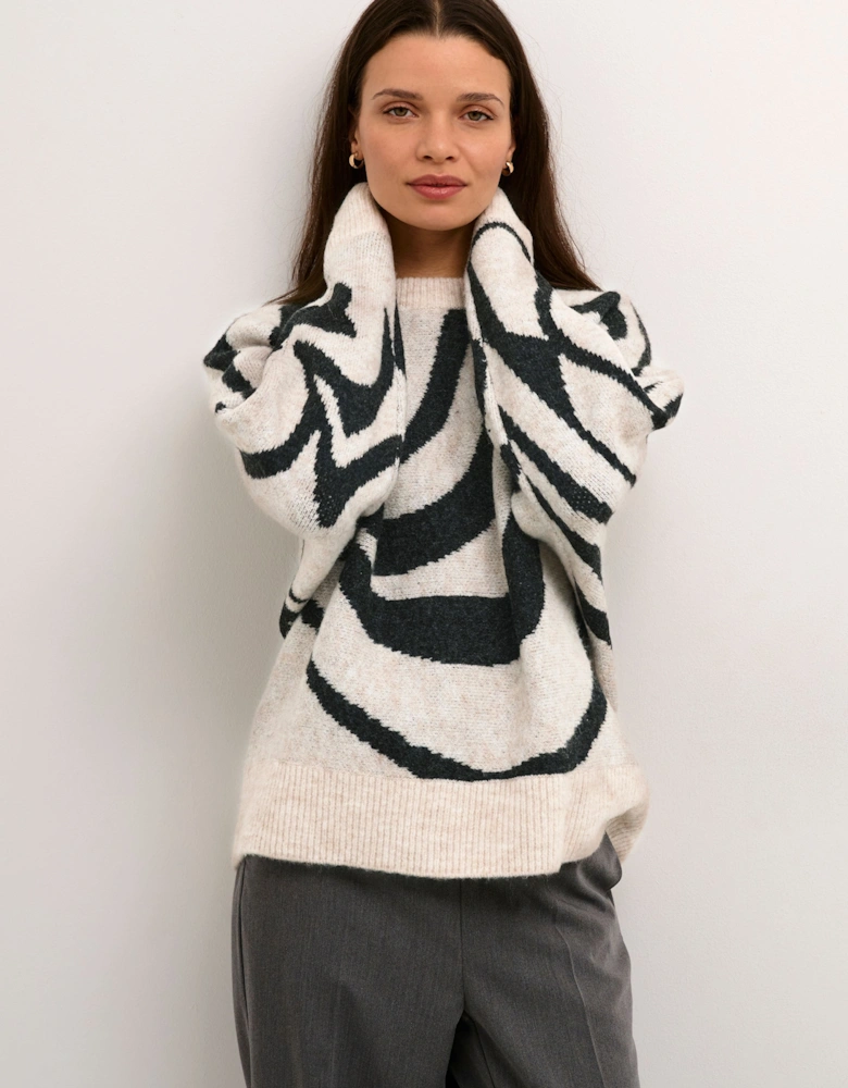Birthe Graphic Print Knitted Pullover Plain