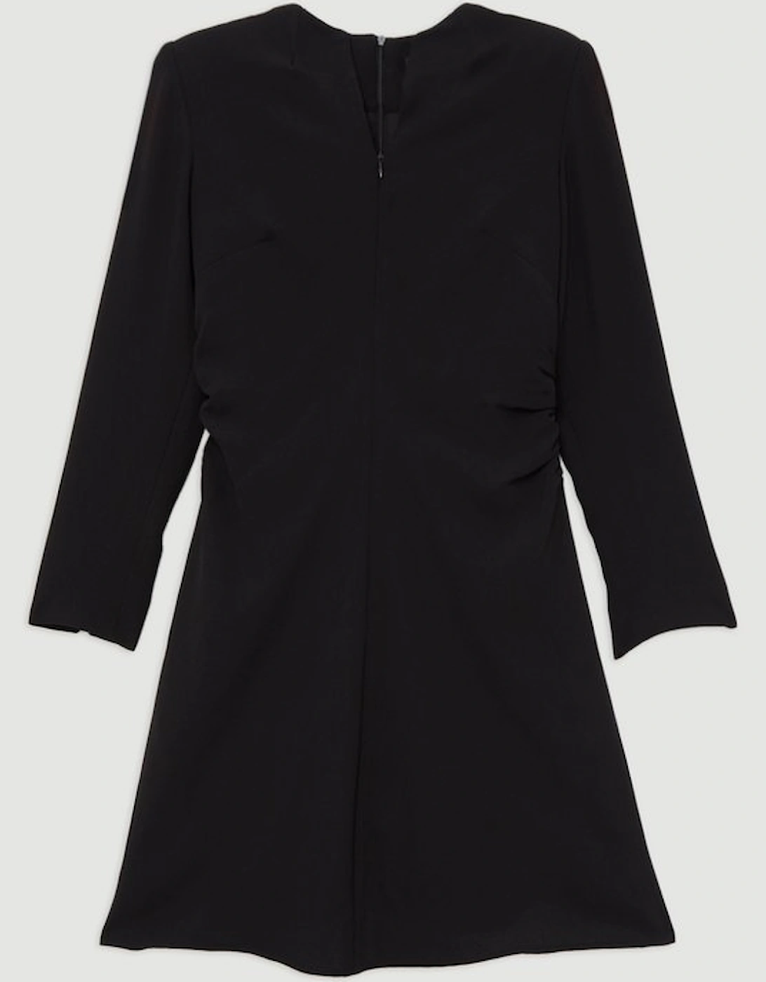 Soft Tailored Ruched Waist Long Sleeve Mini Dress