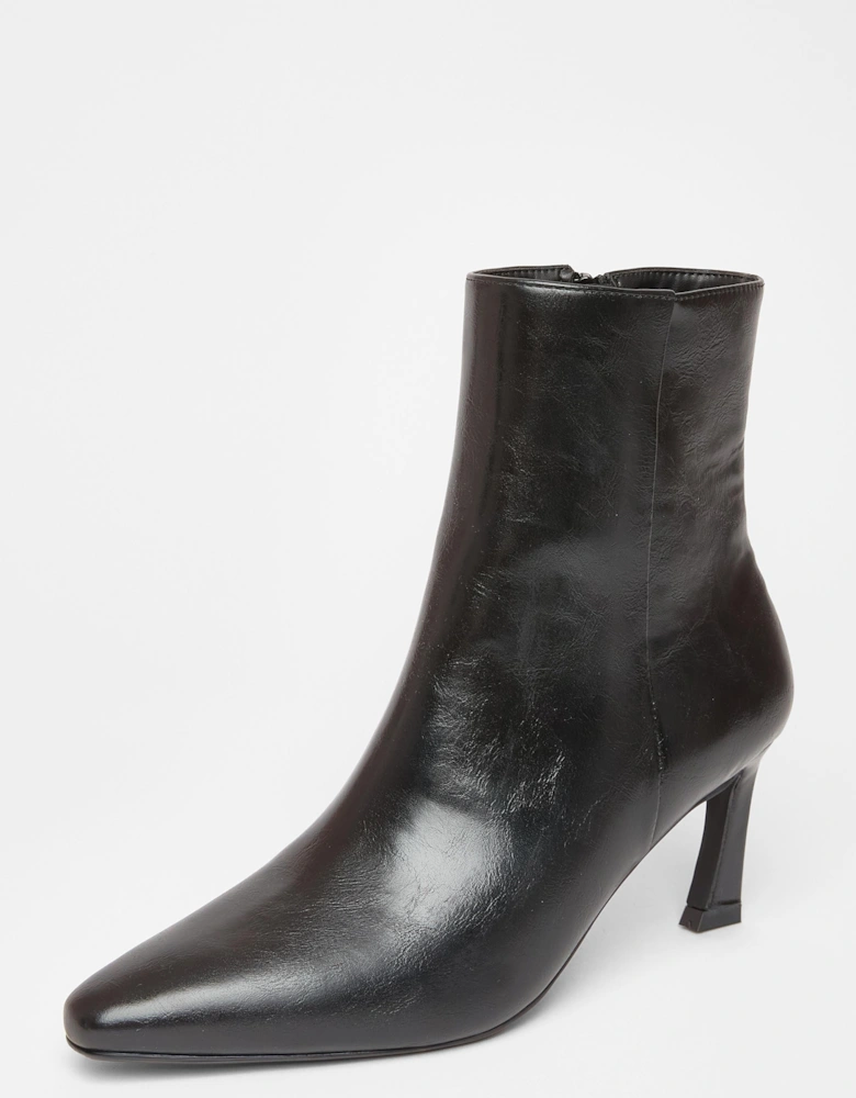 Black Flared Heel Ankle Boots