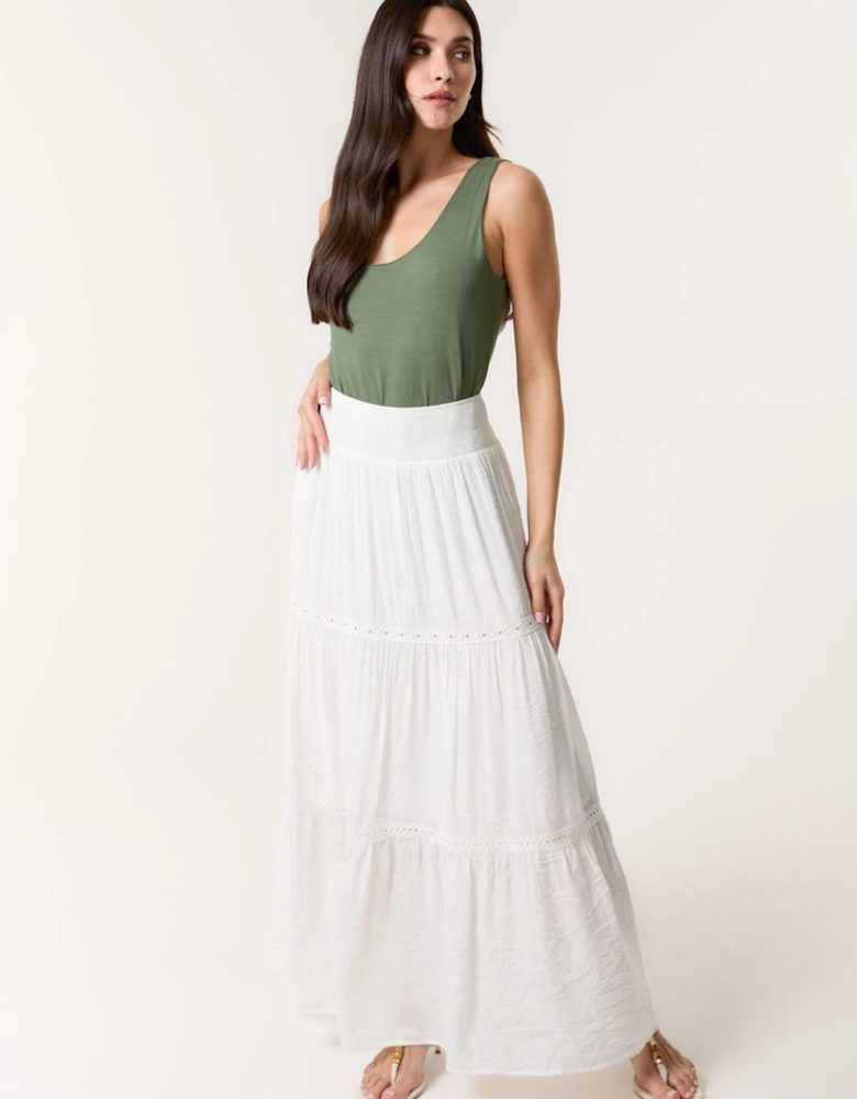 Ivory Mix Crochet Maxi Skirt
