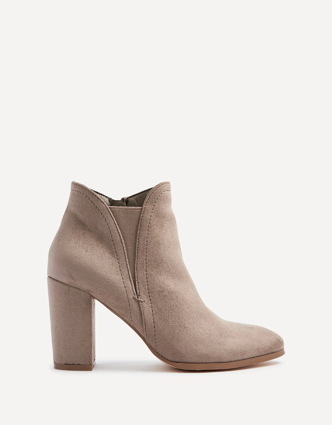 Freda Mocha Faux Suede Block Heeled Ankle Boot, 2 of 1