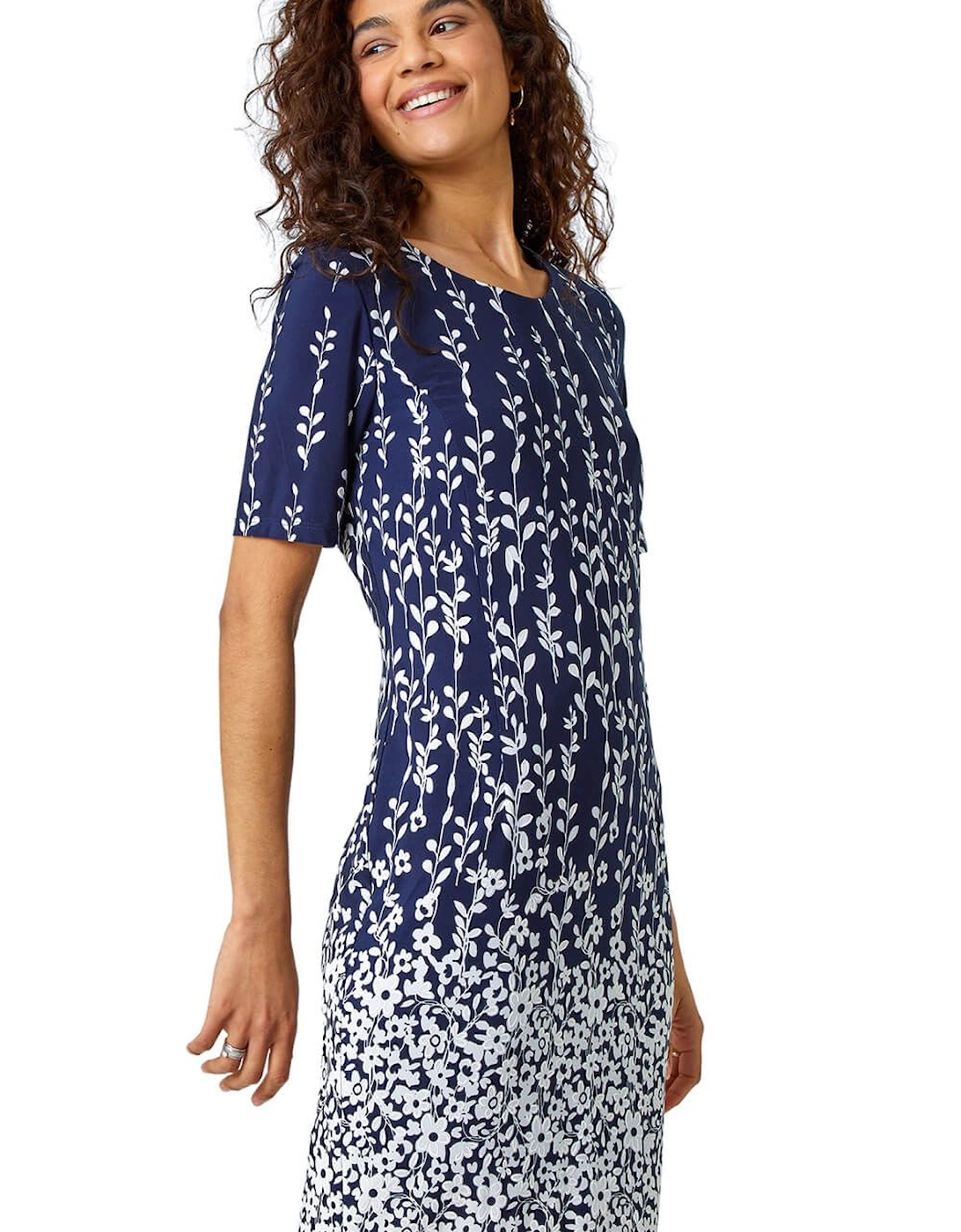 Border Print Floral Shift Dress, 2 of 1