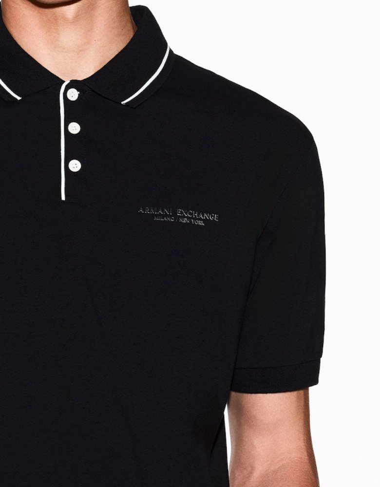 Exchange Regular Fit Polo Shirt Stretch Jersey XM001557 - Black