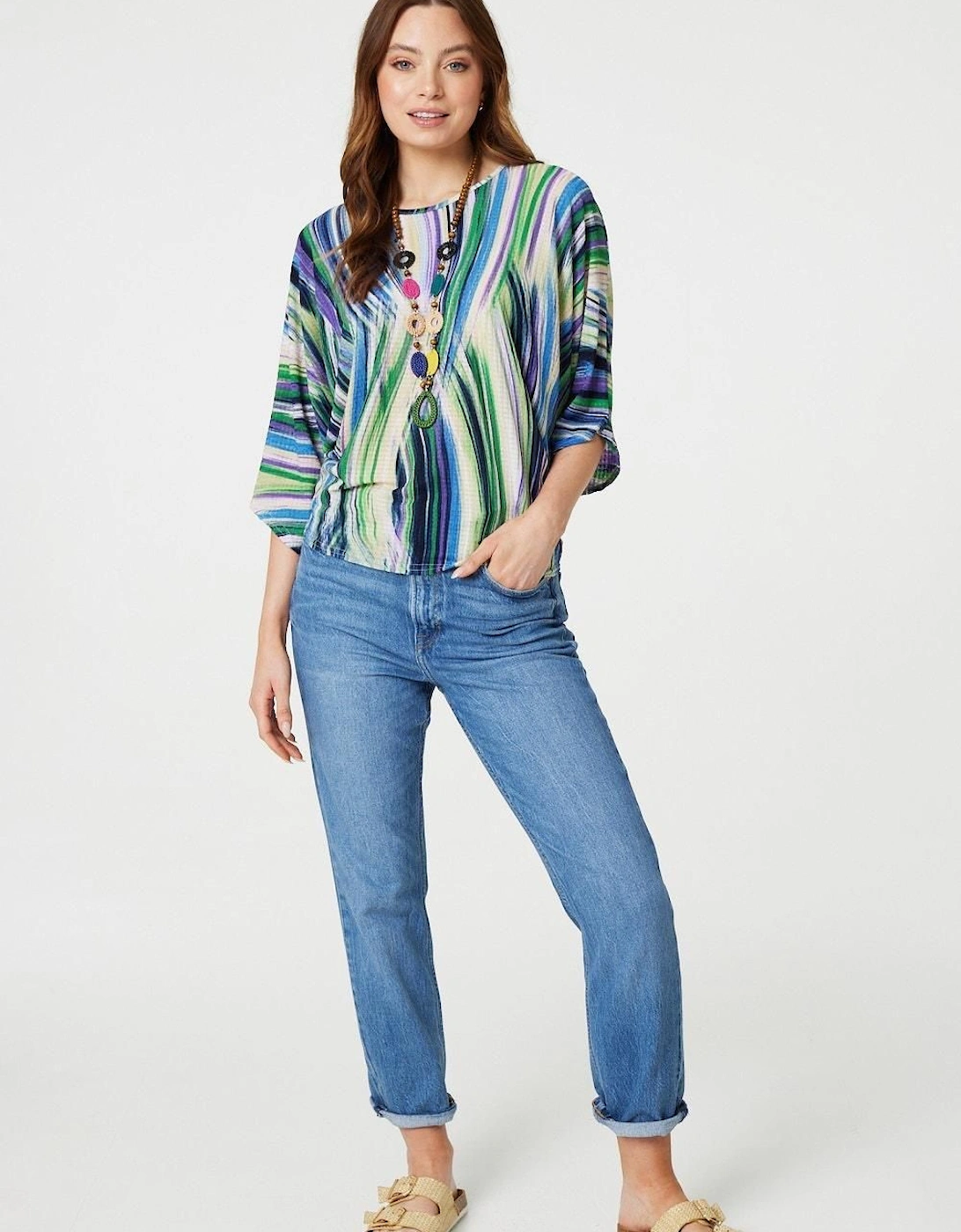 Brushstroke Print Top with Necklace, 2 of 1