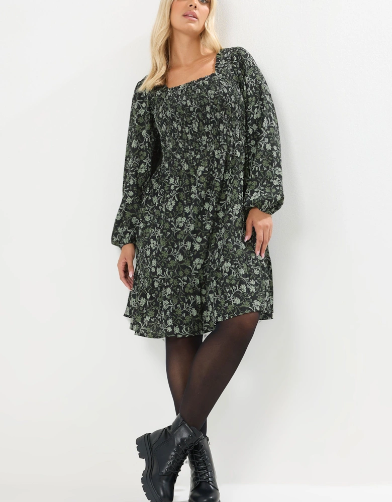 Floral Shirred Mini Dress