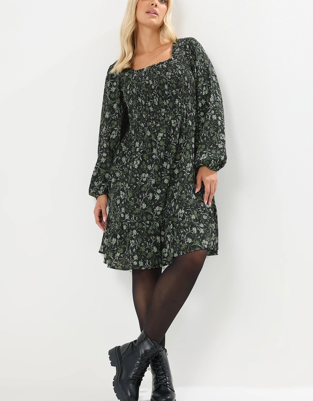Floral Shirred Mini Dress, 2 of 1