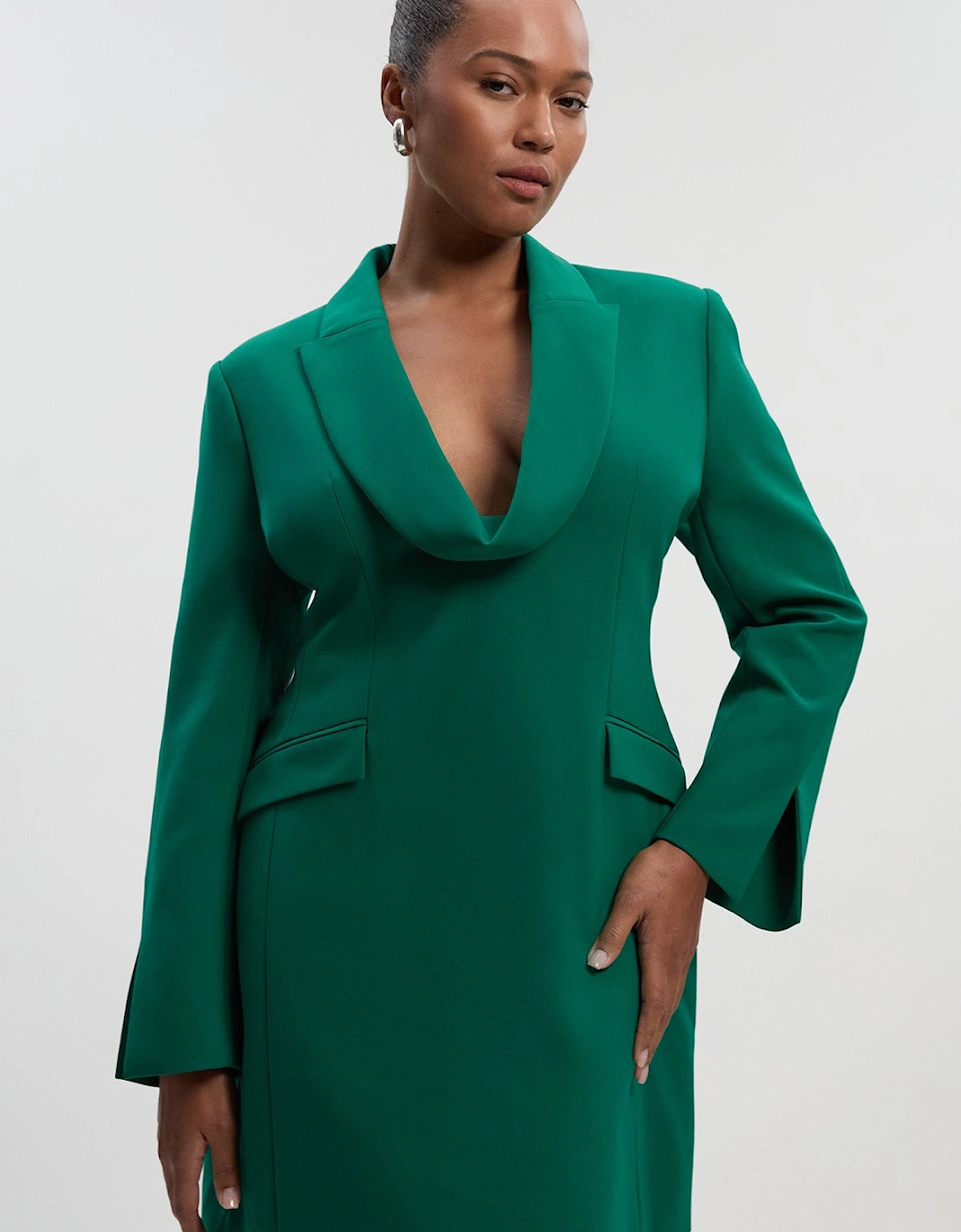 Plus Size Polished Tailored Cowl Neck Blazer Mini Dress, 2 of 1