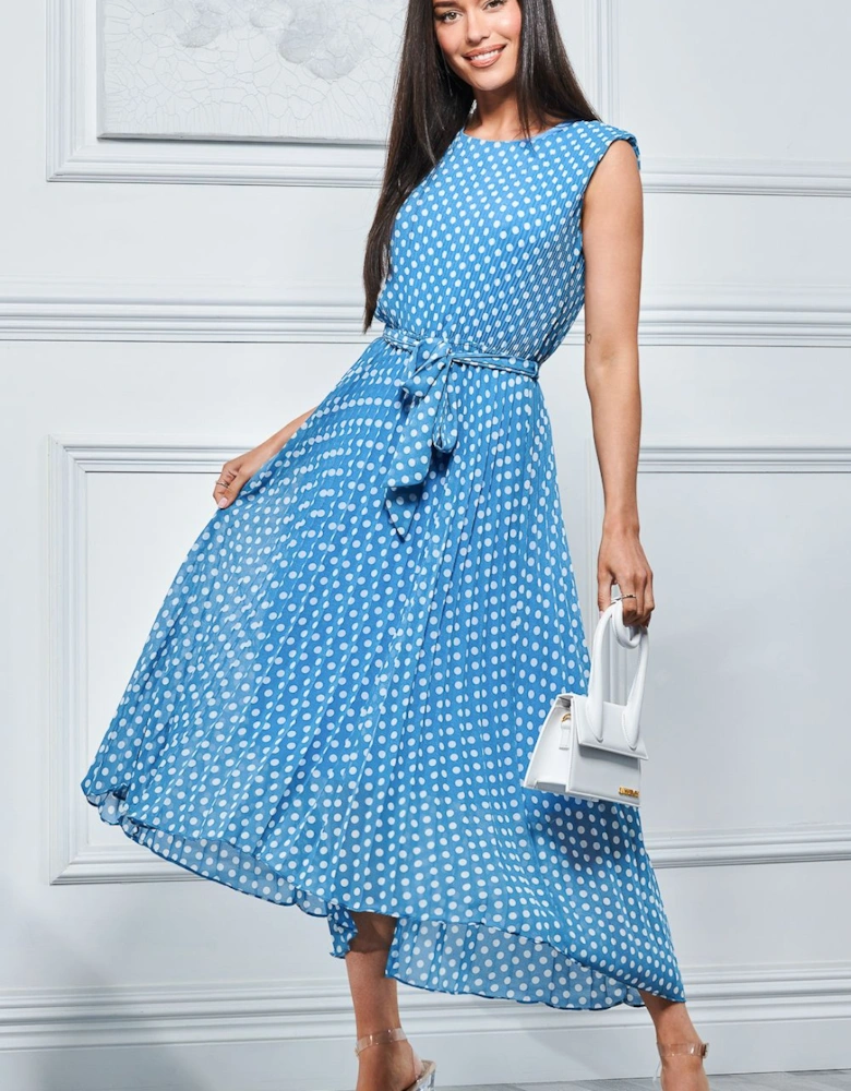 Pleated Chiffon High-Low Maxi Dress