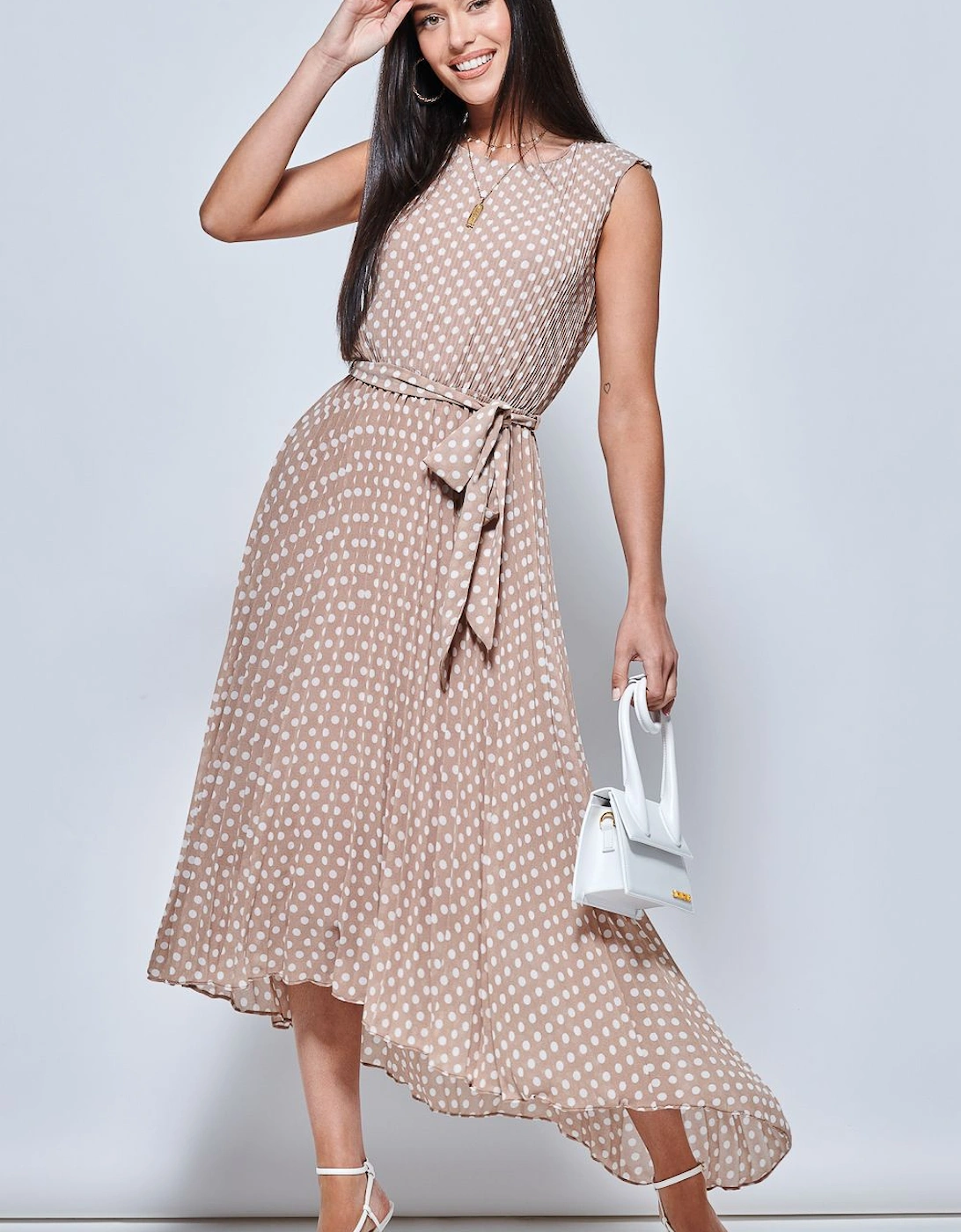 Pleated Chiffon High-Low Maxi Dress, 2 of 1