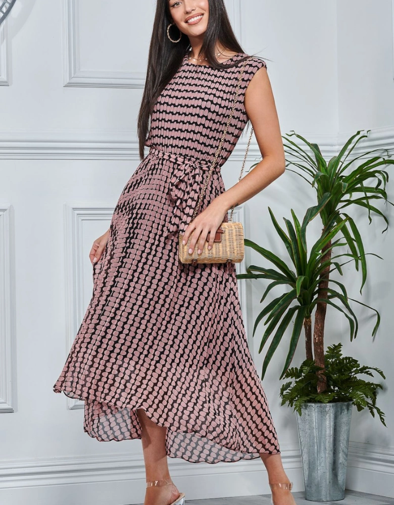 Pleated Chiffon High Low Maxi Dress