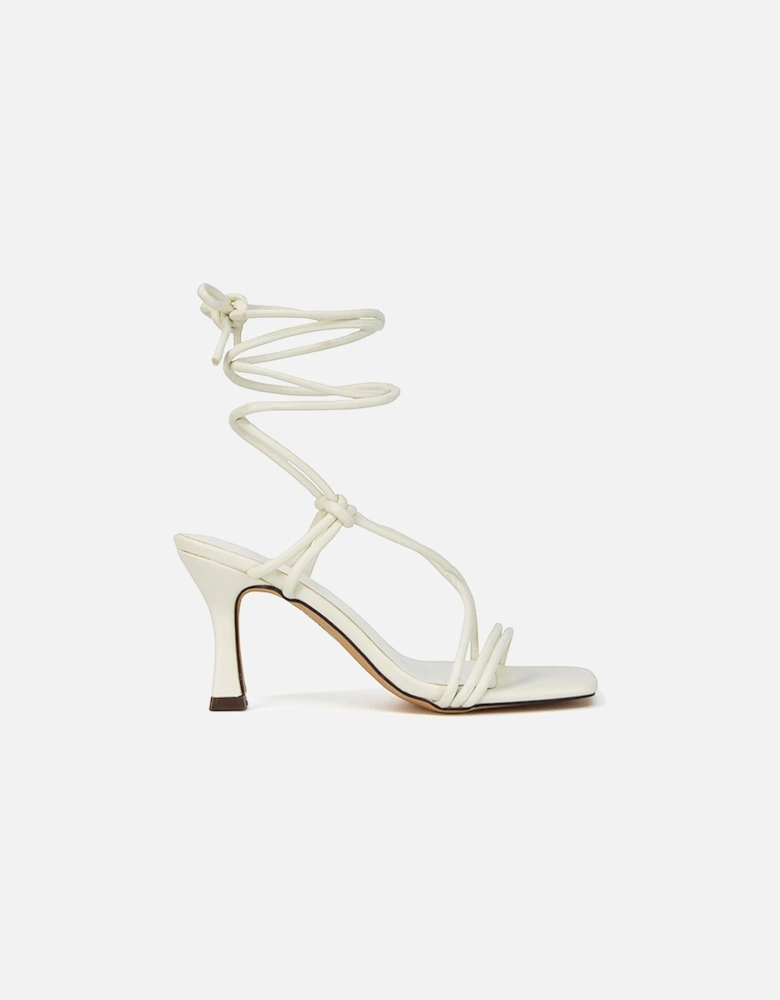 'Callie' Lace Up Square Toe Mid High Heel Sandals