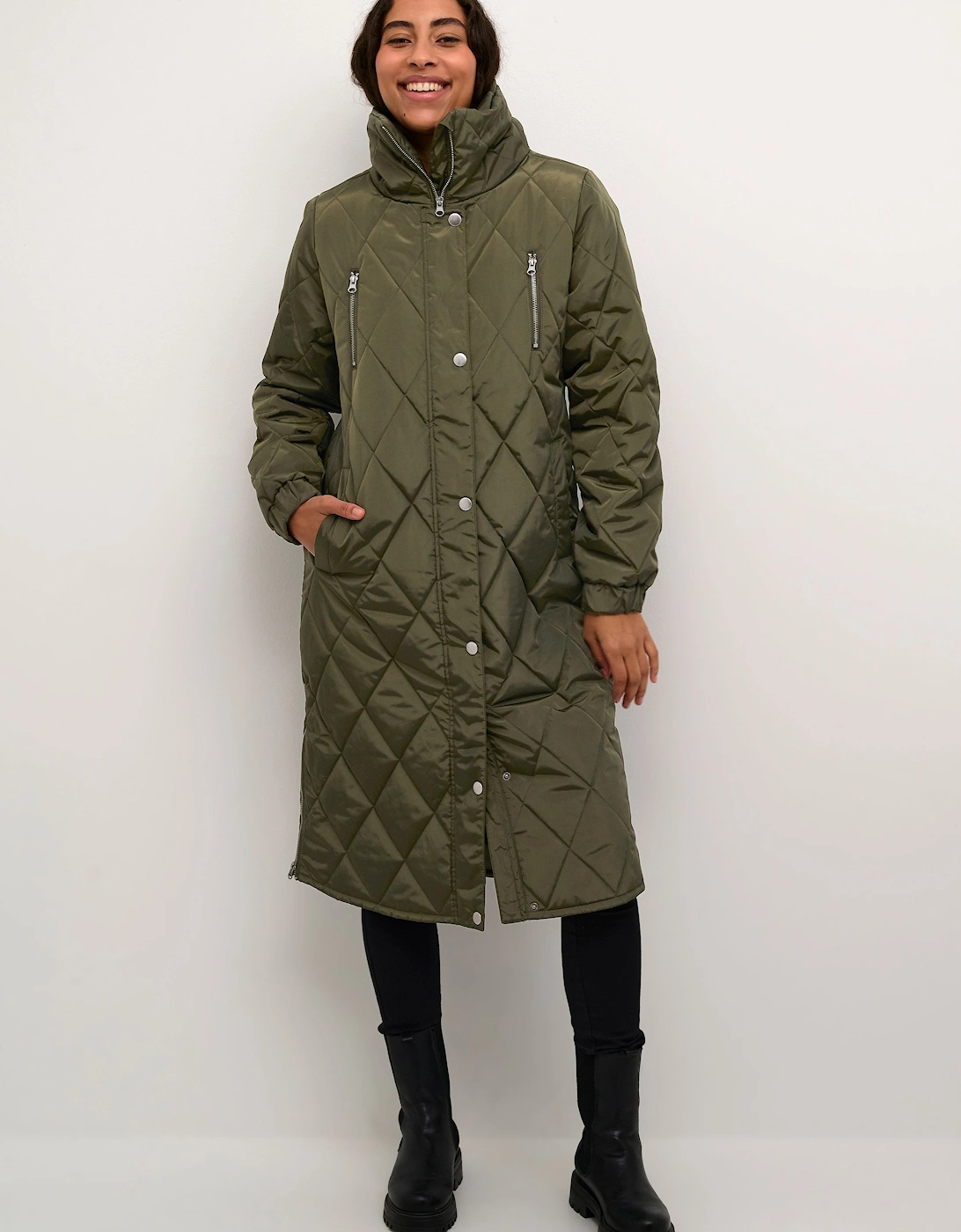 Lindsey Quilted Below The Knee Jacket Plain, 2 of 1