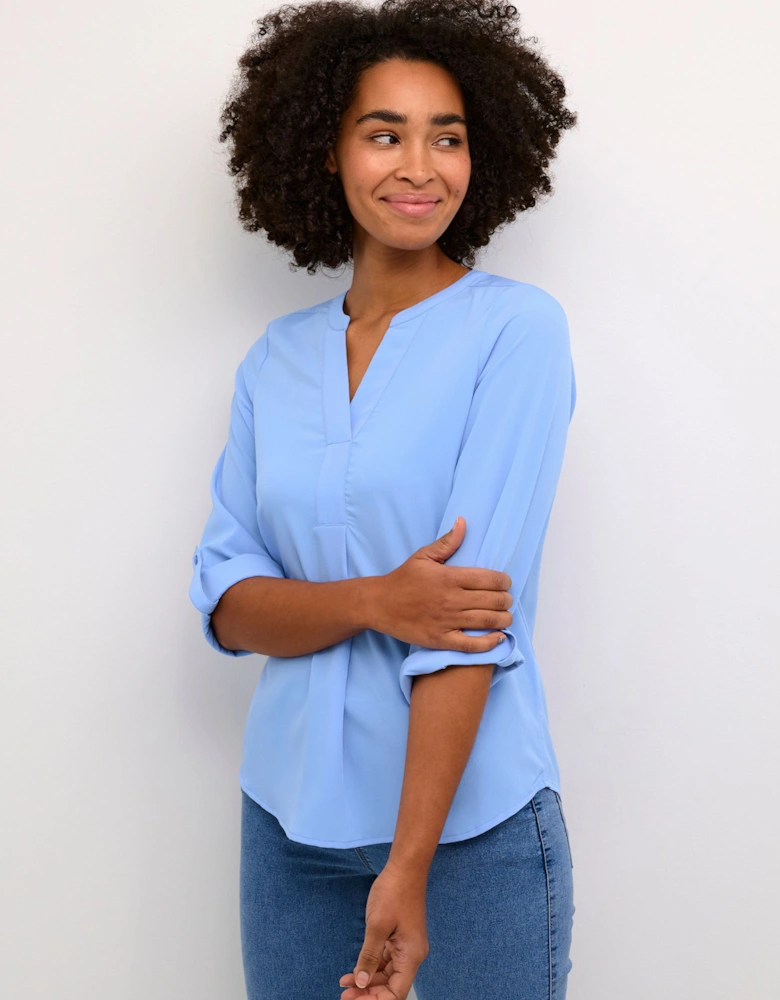 Mia 3/4 Sleeve V-Notch Neck Blouse Plain