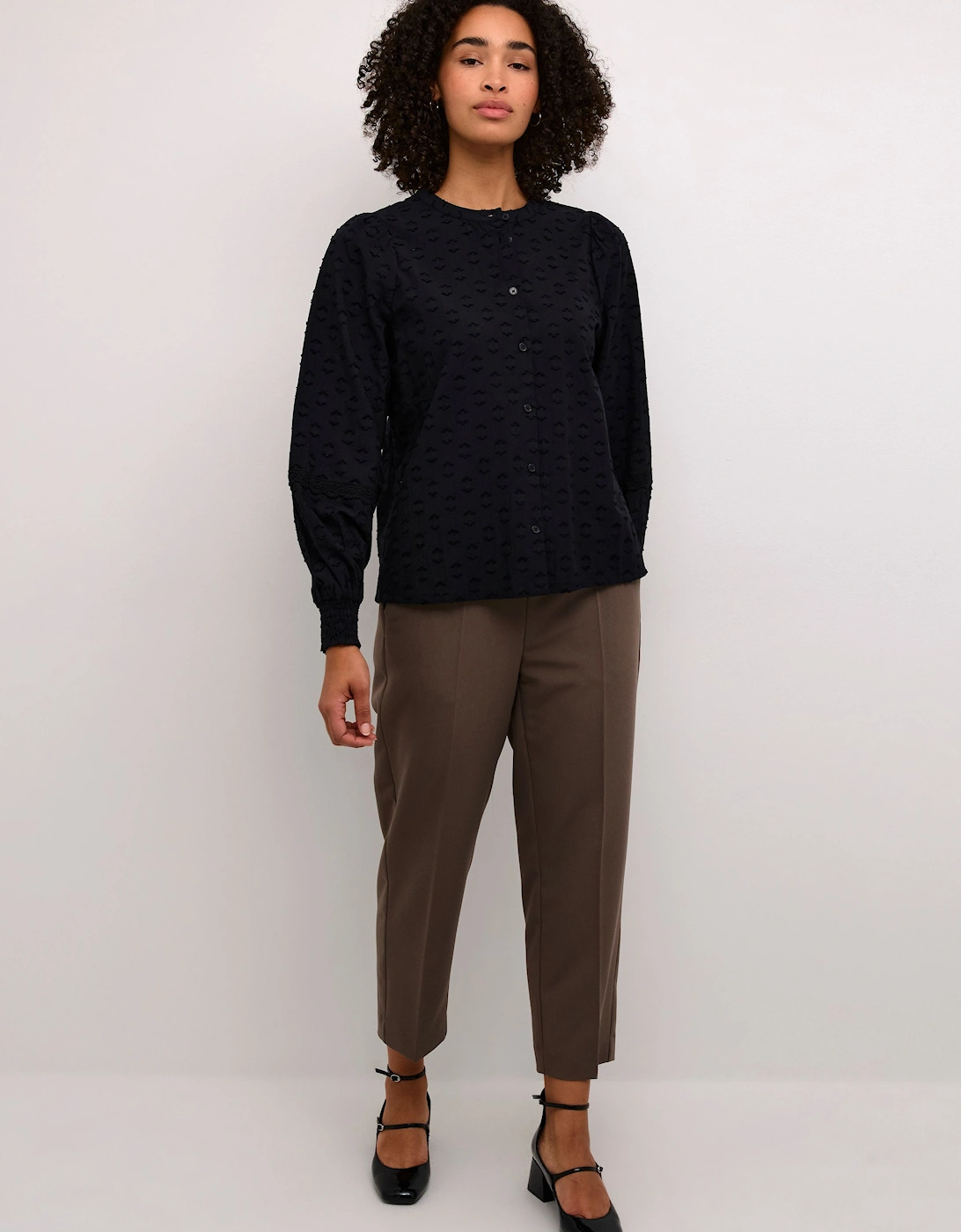 KAenya Button Floral Round Neck Blouse Plain, 2 of 1