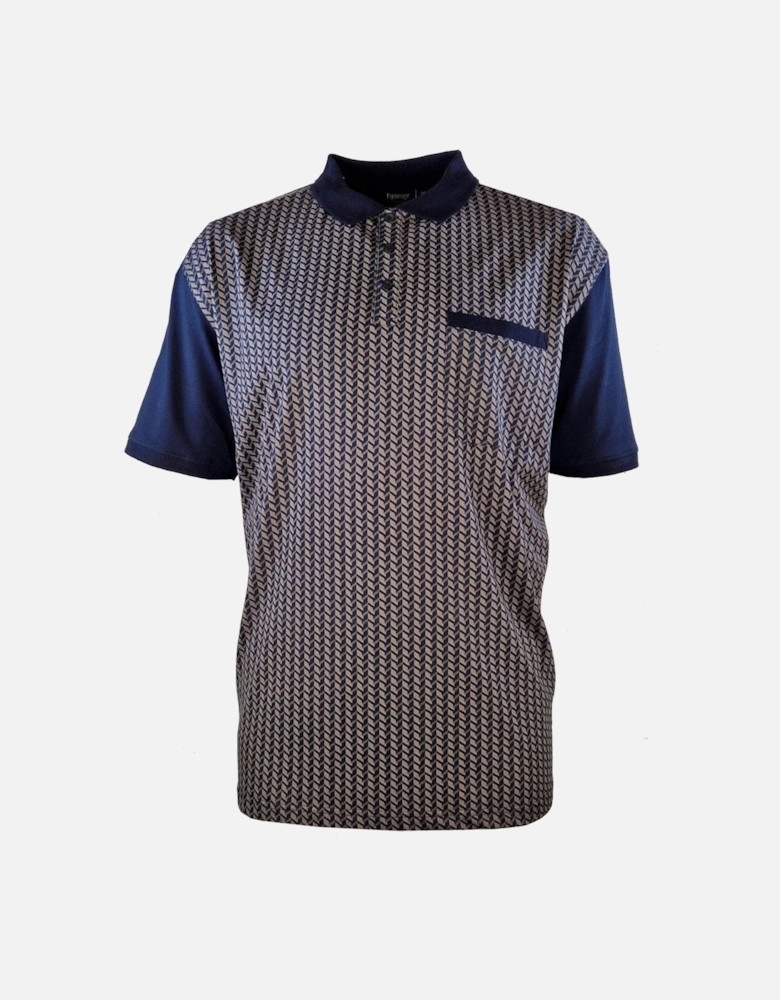 Mens Geometric Jersey Big & Tall Short Sleeve Polo Shirt