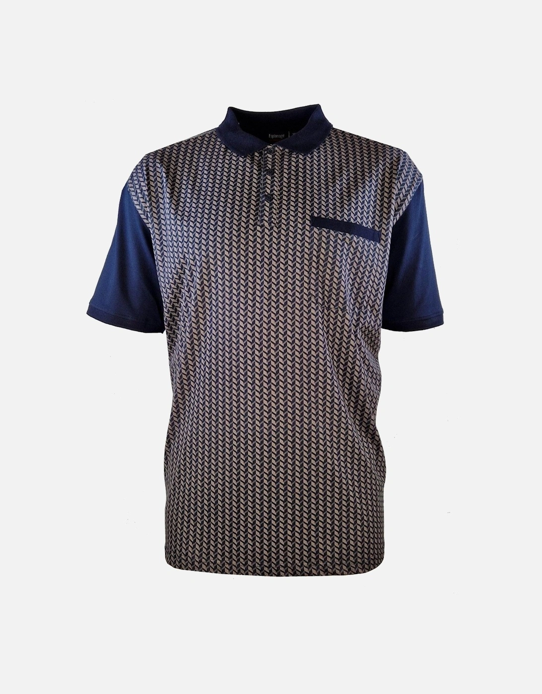Mens Geometric Jersey Big & Tall Short Sleeve Polo Shirt, 2 of 1